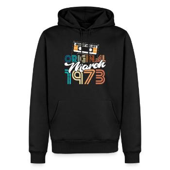 50th birthday born March 1973 Original 1973 - Men’s Premium Organic Hoodie - black - Front - Nico (187cm)