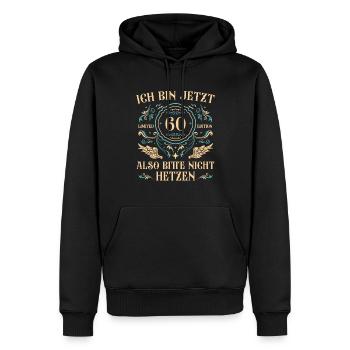 60er 60 Jahre alt Mann 60. Geburtstag Geschenkidee - Männer Premium Bio Hoodie - Schwarz - Vorne - Nico (187cm)