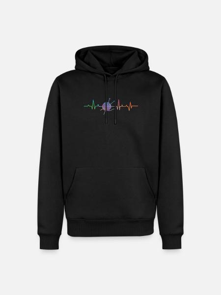 Knitting Wrinkled Heartbeat - Men’s Premium Organic Hoodie - black