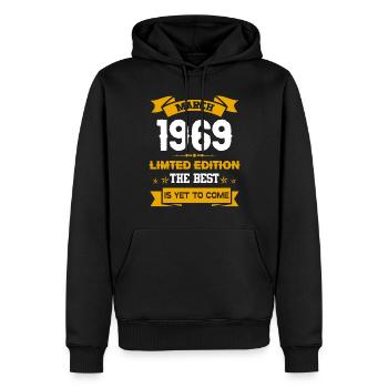 März 1969 Geburtstagsgeschenk - Männer Premium Bio Hoodie - Schwarz - Vorne - Nico (187cm)