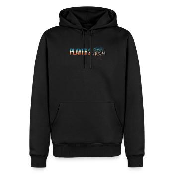 Zocker Paar player 2 in Kombination mit - Männer Premium Bio Hoodie - Schwarz - Vorne - Nico (187cm)
