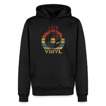 1979 Vinyle Rétro Vintage Music - Sweat à capuche Premium bio Homme - noir - Devant - Nico (187cm)
