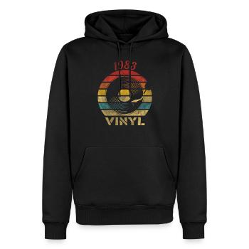 1983 Vinyle Retro Vintage Music - Sweat à capuche Premium bio Homme - noir - Devant - Nico (187cm)