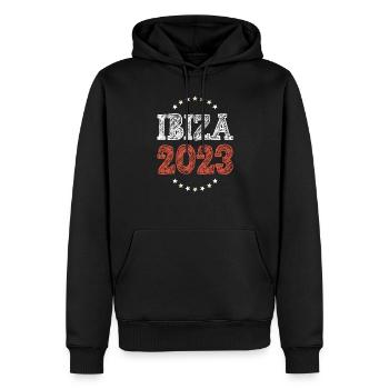 Ibiza 2023 - Männer Premium Bio Hoodie - Schwarz - Vorne - Nico (187cm)