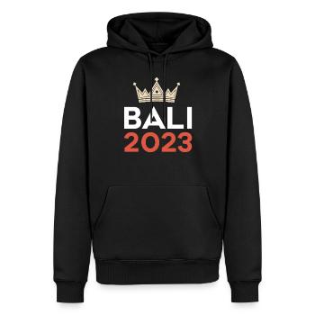 Bali 2023 - Männer Premium Bio Hoodie - Schwarz - Vorne - Nico (187cm)