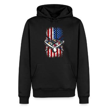USA Drapeau américain 4 juillet Billard - Sweat à capuche Premium bio Homme - noir - Devant - Nico (187cm)
