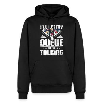 I'll let my billard queue the talking - Men’s Premium Organic Hoodie - black - Front - Nico (187cm)