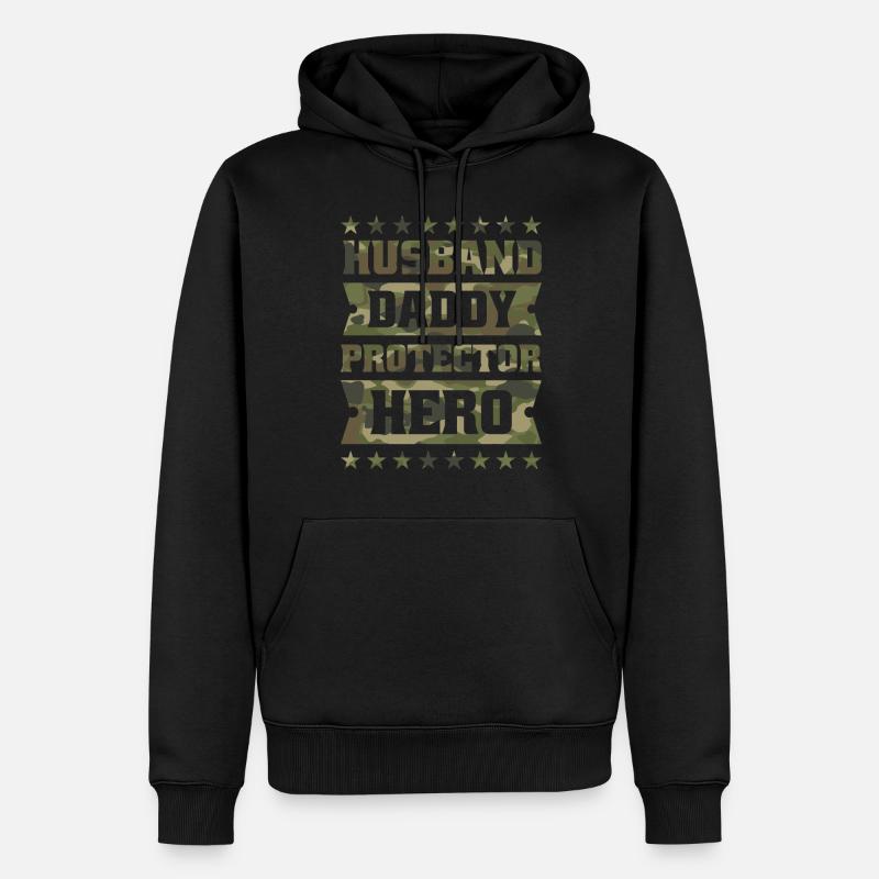 Ehemann Papa Beschützer Held. - Männer Premium Bio Hoodie - Schwarz