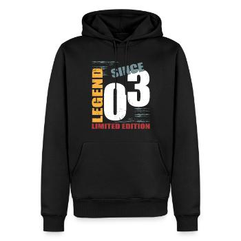 20e anniversaire Né en 2003 Légende depuis 2003 - Sweat à capuche Premium bio Homme - noir - Devant - Nico (187cm)