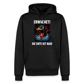 Erwachet Die Ente ist nah Duck Ente lustiges Enten - Männer Premium Bio Hoodie - Schwarz - Vorne - Nico (187cm)