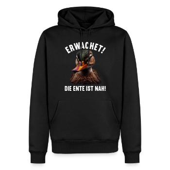 Erwachet Die Ente ist nah Duck Ente lustiges Enten - Männer Premium Bio Hoodie - Schwarz - Vorne - Nico (187cm)
