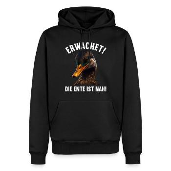 Erwachet Die Ente ist nah Duck Ente lustiges Enten - Männer Premium Bio Hoodie - Schwarz - Vorne - Nico (187cm)
