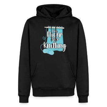 Knitting Knitter I'm Nicer After - Männer Premium Bio Hoodie - Schwarz - Vorne - Nico (187cm)