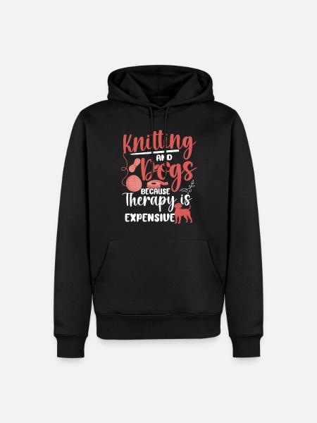Knitting Knitter Dog Knitting And - Männer Premium Bio Hoodie - Schwarz
