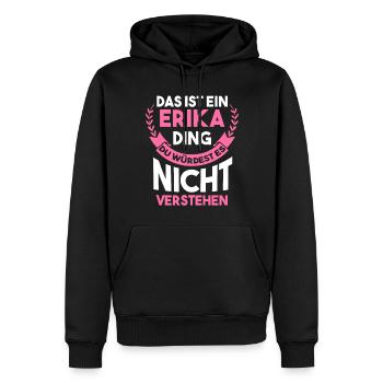 Vorname Erika - Männer Premium Bio Hoodie - Schwarz - Vorne - Nico (187cm)
