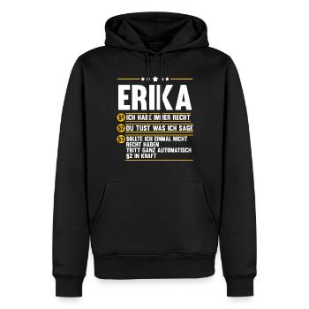 Vorname Erika - Männer Premium Bio Hoodie - Schwarz - Vorne - Nico (187cm)