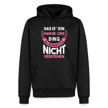 Hannelore - Männer Premium Bio Hoodie - Schwarz - Vorne - Nico (187cm)