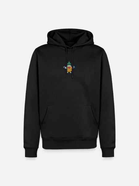 Sporty pineapple with dumbbells - Men’s Premium Organic Hoodie - black