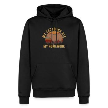 Capybara ate my homework, capybara - Männer Premium Bio Hoodie - Schwarz - Vorne - Nico (187cm)