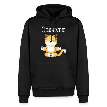 Drôle de chat de yoga Ohmmmm - Sweat à capuche Premium bio Homme - noir - Devant - Nico (187cm)