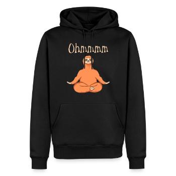 Drôle de paresseux de yoga Ohmmmm - Sweat à capuche Premium bio Homme - noir - Devant - Nico (187cm)
