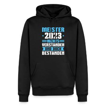 Meisterprüfung bestanden 2023 Abschluss Meister - Männer Premium Bio Hoodie - Schwarz - Vorne - Nico (187cm)