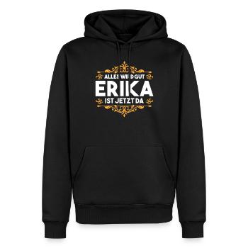 Vorname Erika - Männer Premium Bio Hoodie - Schwarz - Vorne - Nico (187cm)