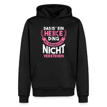 Heike - Männer Premium Bio Hoodie - Schwarz - Vorne - Nico (187cm)