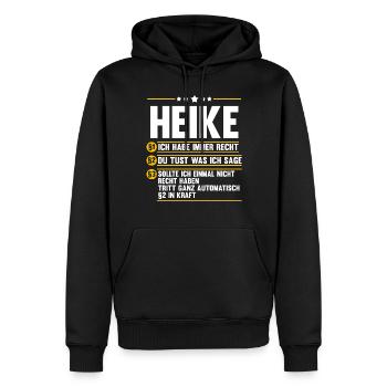 Heike - Männer Premium Bio Hoodie - Schwarz - Vorne - Nico (187cm)