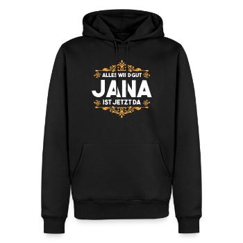 Jana - Männer Premium Bio Hoodie - Schwarz - Vorne - Nico (187cm)