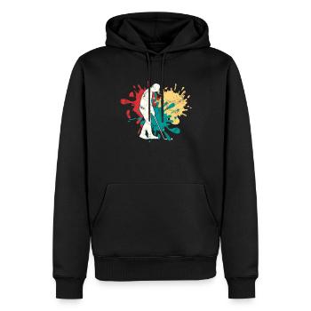 Jogging Silhouette - Men’s Premium Organic Hoodie - black - Front - Nico (187cm)