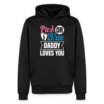 Papa rose ou bleu t’aime - Sweat à capuche Premium bio Homme - noir - Devant - Nico (187cm)