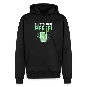 Blutgruppe Pfeffi - Männer Premium Bio Hoodie - Schwarz - Vorne - Nico (187cm)