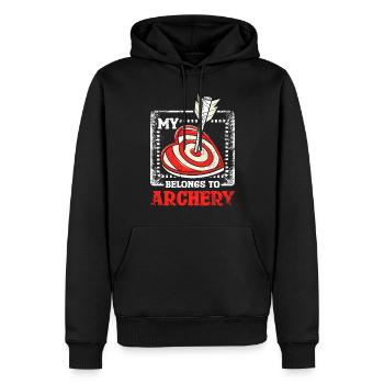Mon cœur appartient au tir à l’arc - Sweat à capuche Premium bio Homme - noir - Devant - Nico (187cm)