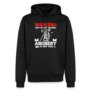 Commencez à parler de tir à l’arc à tout moment - Sweat à capuche Premium bio Homme - noir - Devant - Nico (187cm)