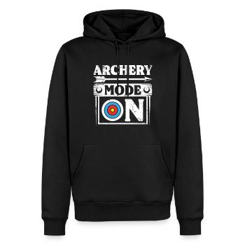 Archery mode on - Männer Premium Bio Hoodie - Schwarz - Vorne - Nico (187cm)