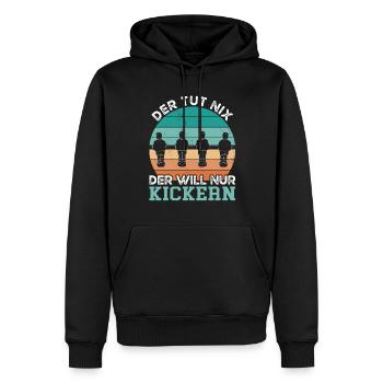 Der Will Nur Kickern - Männer Premium Bio Hoodie - Schwarz - Vorne - Nico (187cm)