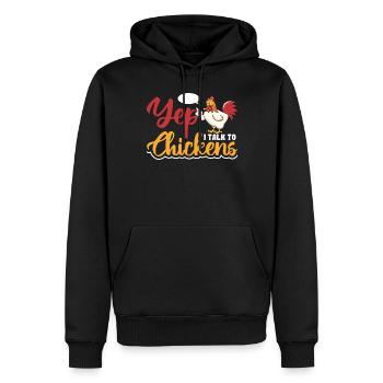Yep i talk to Chickens - Männer Premium Bio Hoodie - Schwarz - Vorne - Nico (187cm)
