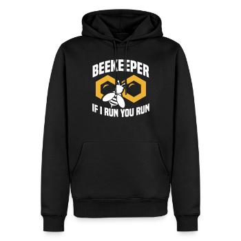 Apiculteur si je cours tu cours - Sweat à capuche Premium bio Homme - noir - Devant - Nico (187cm)