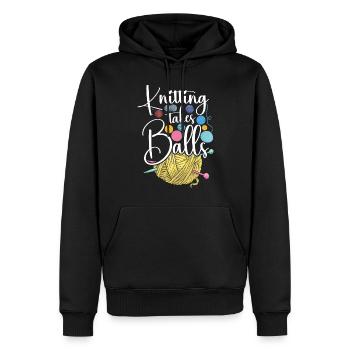 Knitting Knitter Knitting Takes - Männer Premium Bio Hoodie - Schwarz - Vorne - Nico (187cm)