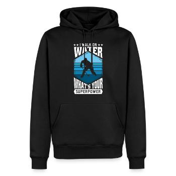 Je marche sur l’eau quel est ton superpouvoir - Sweat à capuche Premium bio Homme - noir - Devant - Nico (187cm)