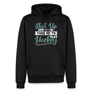 Tais-toi et emmène-moi jouer au hockey - Sweat à capuche Premium bio Homme - noir - Devant - Nico (187cm)