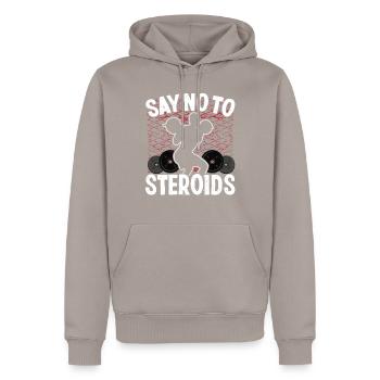 Strongman Non Aux Stéroïdes Gym Fitness Musculation - Sweat à capuche Premium bio Homme - taupe - Devant - Nico (187cm)