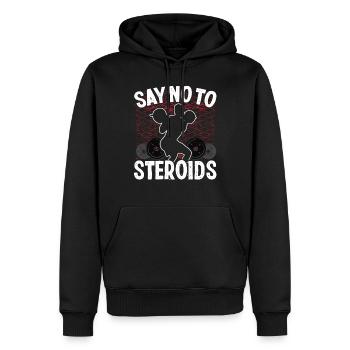 Strongman No To Steroids Gym Fitness Bodybuilding - Men’s Premium Organic Hoodie - black - Front - Nico (187cm)