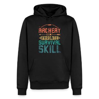 Le tir à l’arc est ma compétence de survie préférée - Sweat à capuche Premium bio Homme - noir - Devant - Nico (187cm)