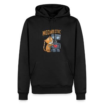 Verliebtes Roboter-Katzenpärchen "Meowbotic" - Männer Premium Bio Hoodie - Schwarz - Vorne - Nico (187cm)