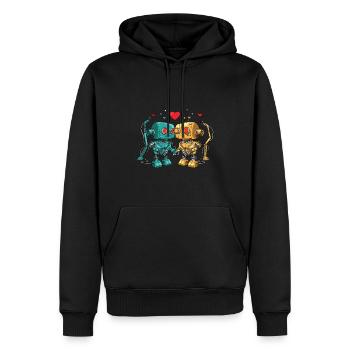 Des robots amoureux d’un ingénieur robot - Sweat à capuche Premium bio Homme - noir - Devant - Nico (187cm)