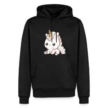 Mignon bébé licorne - Sweat à capuche Premium bio Homme - noir - Devant - Nico (187cm)