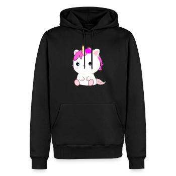 Mignon chat licorne - Sweat à capuche Premium bio Homme - noir - Devant - Nico (187cm)