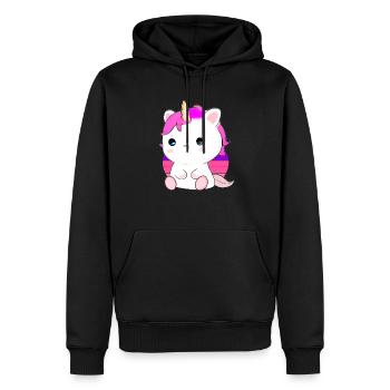 Mignon chat licorne - Sweat à capuche Premium bio Homme - noir - Devant - Nico (187cm)